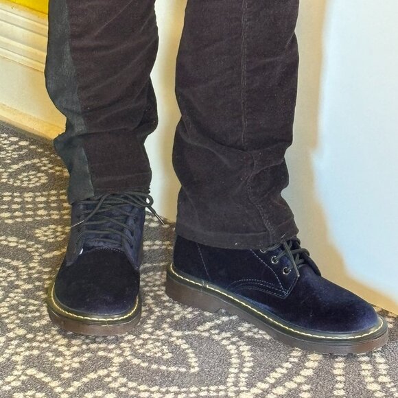 Blue velvet combat boots - Picture 2 of 3